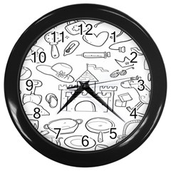 Baby Hand Sketch Drawn Toy Doodle Wall Clock (black) by Pakjumat