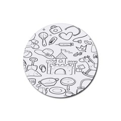 Baby Hand Sketch Drawn Toy Doodle Rubber Coaster (round) by Pakjumat