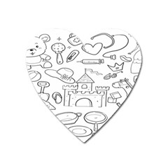 Baby Hand Sketch Drawn Toy Doodle Heart Magnet by Pakjumat