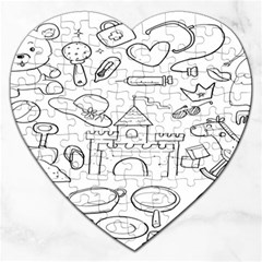 Baby Hand Sketch Drawn Toy Doodle Jigsaw Puzzle (heart) by Pakjumat