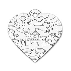 Baby Hand Sketch Drawn Toy Doodle Dog Tag Heart (two Sides) by Pakjumat