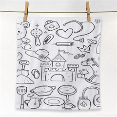 Baby Hand Sketch Drawn Toy Doodle Face Towel by Pakjumat