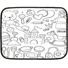 Baby Hand Sketch Drawn Toy Doodle Two Sides Fleece Blanket (mini) by Pakjumat