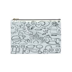 Baby Hand Sketch Drawn Toy Doodle Cosmetic Bag (medium) by Pakjumat