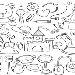 Baby Hand Sketch Drawn Toy Doodle Play Mat (square) by Pakjumat