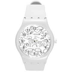 Baby Hand Sketch Drawn Toy Doodle Round Plastic Sport Watch (m) by Pakjumat