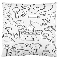 Baby Hand Sketch Drawn Toy Doodle Large Cushion Case (two Sides) by Pakjumat