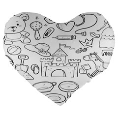 Baby Hand Sketch Drawn Toy Doodle Large 19  Premium Heart Shape Cushions by Pakjumat