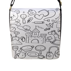 Baby Hand Sketch Drawn Toy Doodle Flap Closure Messenger Bag (l) by Pakjumat