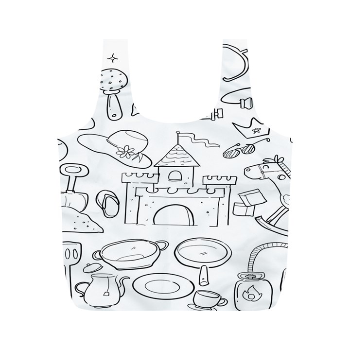 Baby Hand Sketch Drawn Toy Doodle Full Print Recycle Bag (M)