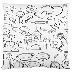 Baby Hand Sketch Drawn Toy Doodle Large Premium Plush Fleece Cushion Case (one Side) by Pakjumat