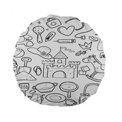 Baby Hand Sketch Drawn Toy Doodle Standard 15  Premium Flano Round Cushions by Pakjumat