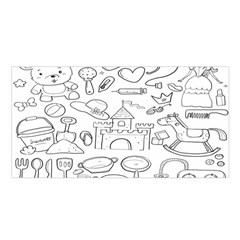 Baby Hand Sketch Drawn Toy Doodle Satin Shawl 45  X 80  by Pakjumat