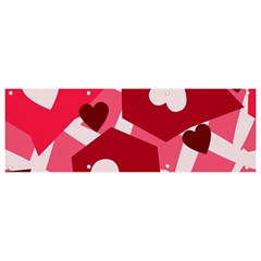 Pink Hearts Pattern Love Shape Banner And Sign 9  X 3  by Pakjumat