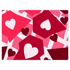 Pink Hearts Pattern Love Shape Premium Plush Fleece Blanket (extra Small) by Pakjumat