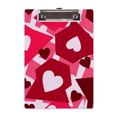 Pink Hearts Pattern Love Shape A5 Acrylic Clipboard by Pakjumat