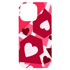 Pink Hearts Pattern Love Shape Iphone 14 Pro Max Black Uv Print Case by Pakjumat