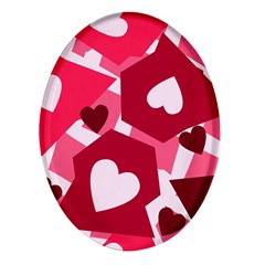 Pink Hearts Pattern Love Shape Oval Glass Fridge Magnet (4 Pack) by Pakjumat