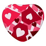 Pink Hearts Pattern Love Shape Heart Glass Fridge Magnet (4 pack) Front