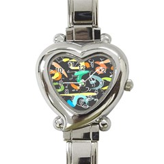 Repetition Seamless Child Sketch Heart Italian Charm Watch by Pakjumat