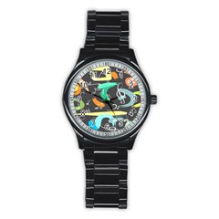 Repetition Seamless Child Sketch Stainless Steel Round Watch by Pakjumat