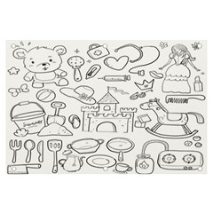 Baby Hand Sketch Drawn Toy Doodle Banner And Sign 6  X 4  by Pakjumat