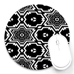 Black And White Pattern Background Structure Round Mousepad by Pakjumat