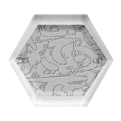 Repetition Seamless Child Sketch Hexagon Wood Jewelry Box by Pakjumat