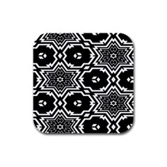 Black And White Pattern Background Structure Rubber Square Coaster (4 Pack) by Pakjumat