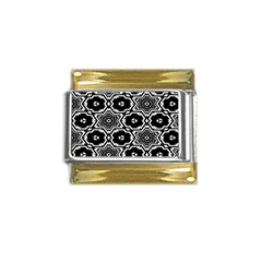 Black And White Pattern Background Structure Gold Trim Italian Charm (9mm) by Pakjumat