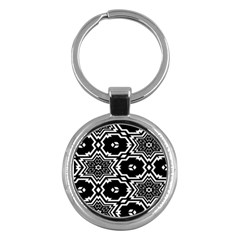 Black And White Pattern Background Structure Key Chain (round) by Pakjumat