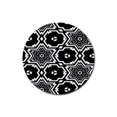 Black And White Pattern Background Structure Rubber Coaster (round) by Pakjumat