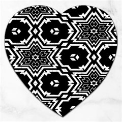 Black And White Pattern Background Structure Jigsaw Puzzle (heart) by Pakjumat