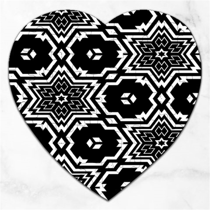 Black And White Pattern Background Structure Jigsaw Puzzle (Heart)