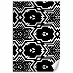 Black And White Pattern Background Structure Canvas 24  X 36  by Pakjumat