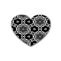 Black And White Pattern Background Structure Rubber Heart Coaster (4 Pack) by Pakjumat