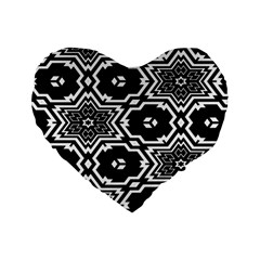 Black And White Pattern Background Structure Standard 16  Premium Heart Shape Cushions by Pakjumat