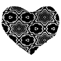 Black And White Pattern Background Structure Large 19  Premium Flano Heart Shape Cushions by Pakjumat