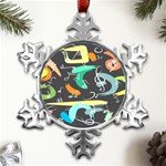 Repetition Seamless Child Sketch Metal Small Snowflake Ornament Front