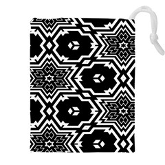 Black And White Pattern Background Structure Drawstring Pouch (4xl) by Pakjumat