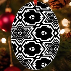 Black And White Pattern Background Structure Uv Print Acrylic Ornament Oval by Pakjumat