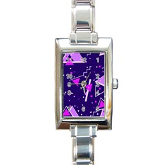 Memphis Pattern Geometric Abstract Rectangle Italian Charm Watch by Pakjumat