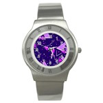 Memphis Pattern Geometric Abstract Stainless Steel Watch Front