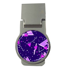 Purple Blue Geometric Pattern Money Clips (round)  by Pakjumat