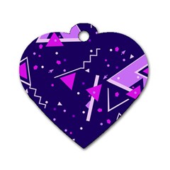 Purple Blue Geometric Pattern Dog Tag Heart (one Side) by Pakjumat