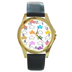 Set Up Element Disjunct Image Round Gold Metal Watch by Pakjumat