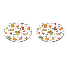 Cute Sketch Set Child Fun Funny Cufflinks (oval) by Pakjumat