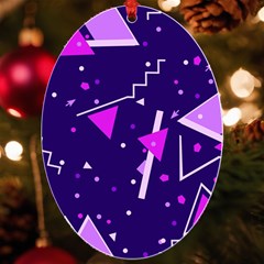 Purple Blue Geometric Pattern Uv Print Acrylic Ornament Oval