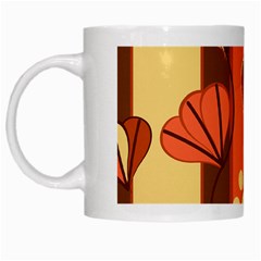 Amber Yellow Stripes Leaves Floral White Mug by Pakjumat