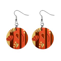 Amber Yellow Stripes Leaves Floral Mini Button Earrings by Pakjumat